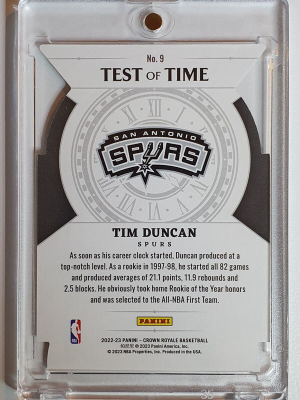 2022 Panini Crown Royale Tim Duncan #9 BRONZE /99 Die-Cut Test of Time - Rare