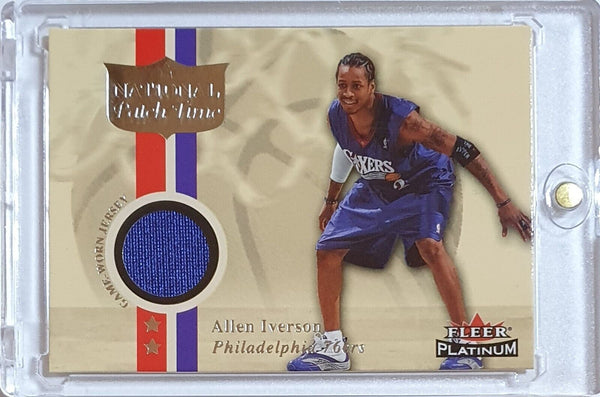 2001 Fleer Platinum Allen Iverson #PATCH Game Worn Jersey - Rare