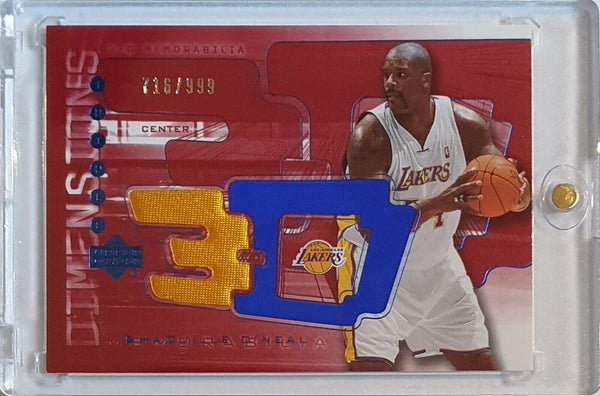 2003 UD Triple Dimensions Shaquille O'Neal #PATCH /999 Game Worn Jersey - Rare