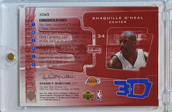 2003 UD Triple Dimensions Shaquille O'Neal #PATCH /999 Game Worn Jersey - Rare