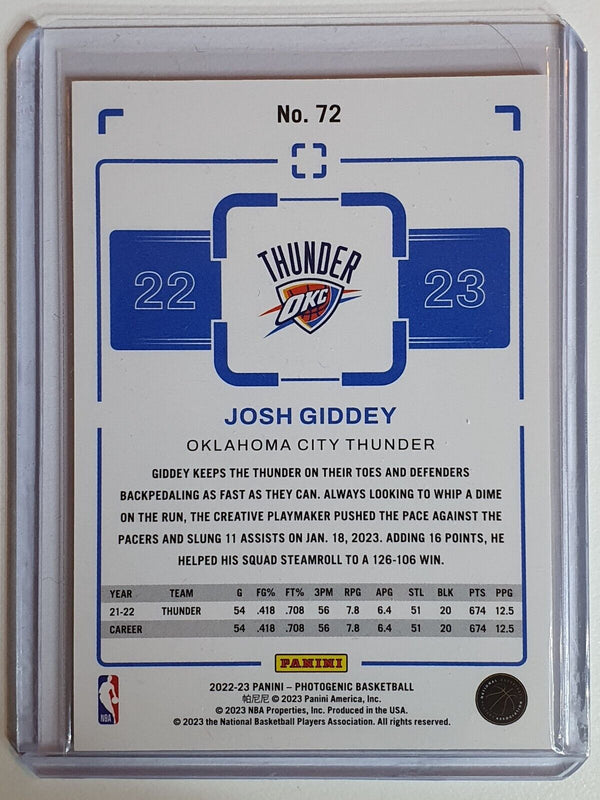 2022 Panini Photogenic Josh Giddey #72 - Ready to Grade