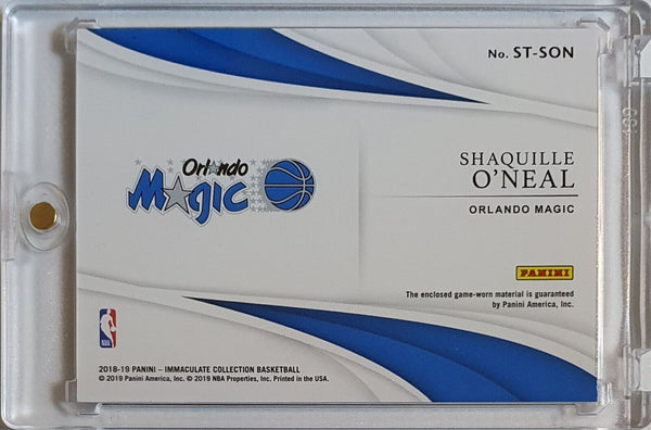 2018 Immaculate Shaquille O'Neal #PATCH /49 Striped Game Worn Jumbo Jersey