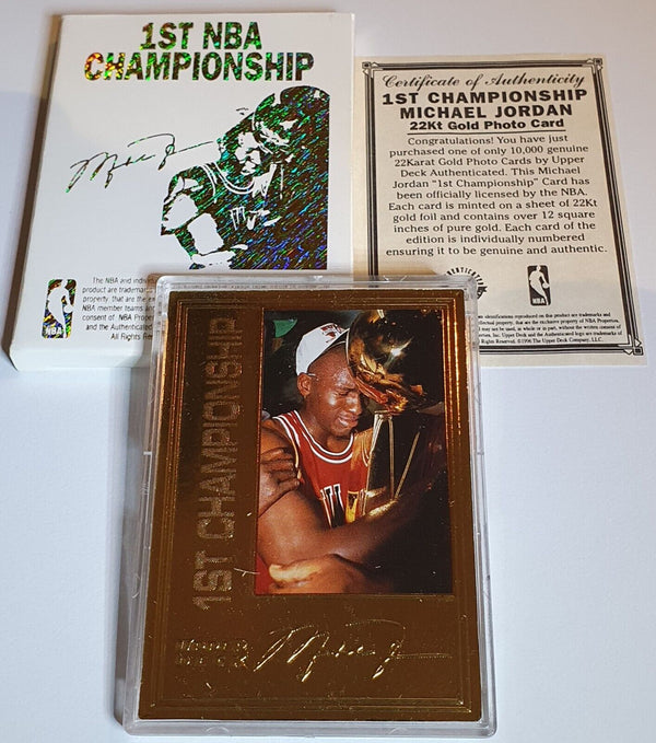 1997 Upper Deck Michael Jordan 22K GOLD CARD 1st NBA Championship - Rare