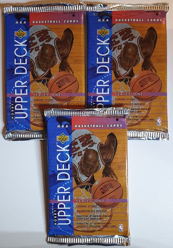 Lot of 3 x Packs of 1993-94 Upper Deck NBA Basketball Hobby Series 1 - Sealed