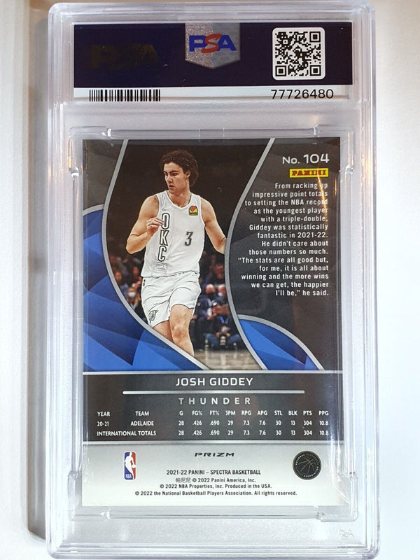 2021 Panini Spectra Josh Giddey Rookie #104 SILVER Holo RC - PSA 9 (POP 1)