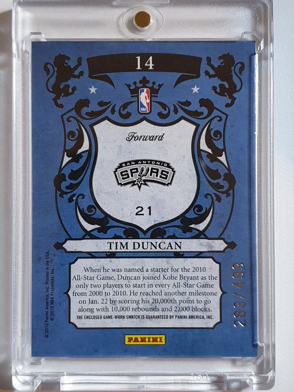 2010 Panini Crown Royale Tim Duncan #PATCH /499 Game Worn Jersey Die Cut - Rare