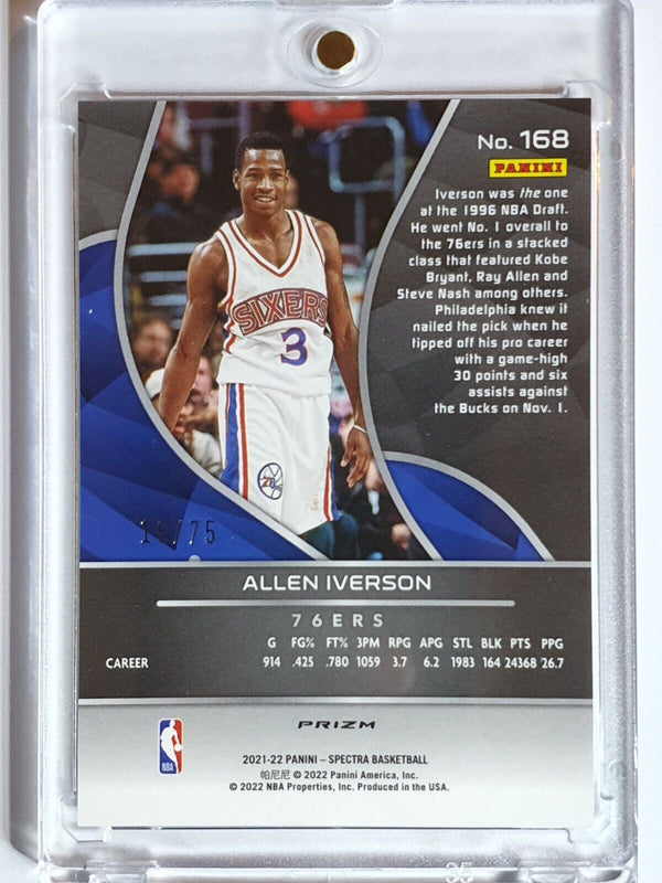 2021 Panini Spectra Allen Iverson #168 RED & GREEN /75 Holo - Ready to Grade