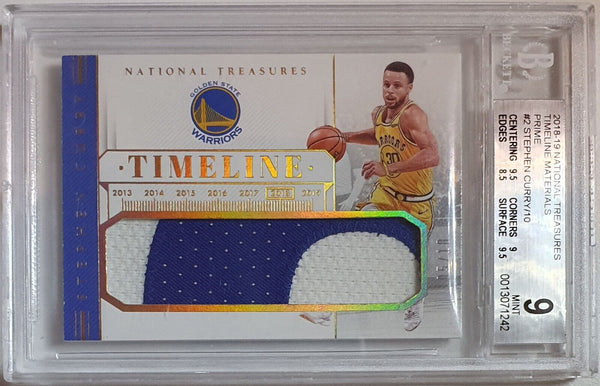 2018 National Treasures Stephen Curry PRIME PATCH /10 Jersey - BGS 9 (POP 1)