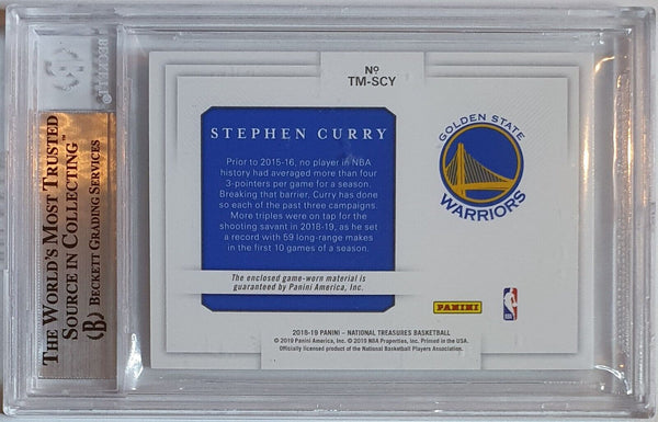 2018 National Treasures Stephen Curry PRIME PATCH /10 Jersey - BGS 9 (POP 1)