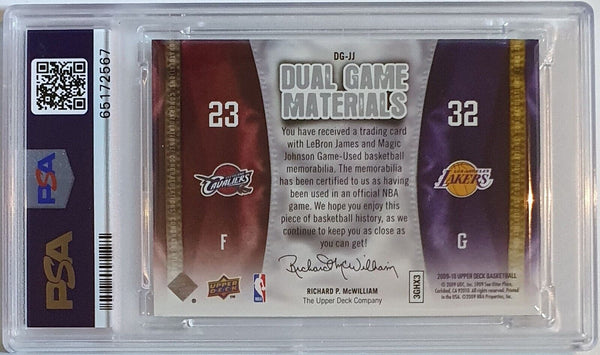 2009 Upper Deck LeBron James Magic Johnson #PATCH Game Worn Dual Jerseys - PSA 9