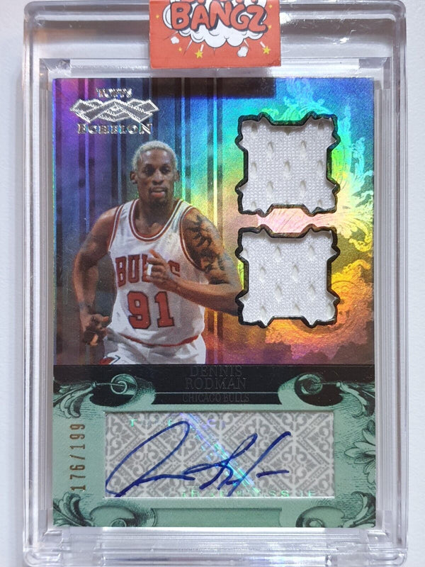 2006 Topps Echelon Dennis Rodman #PATCH AUTO /199 Game Worn Dual Jersey - Rare