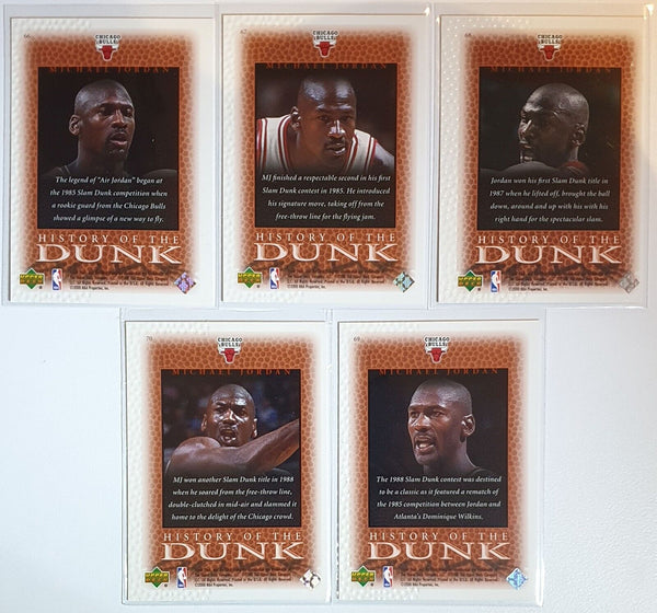 2000 Upper Deck Michael Jordan History of the Dunk (Complete Set of 5) - Mint