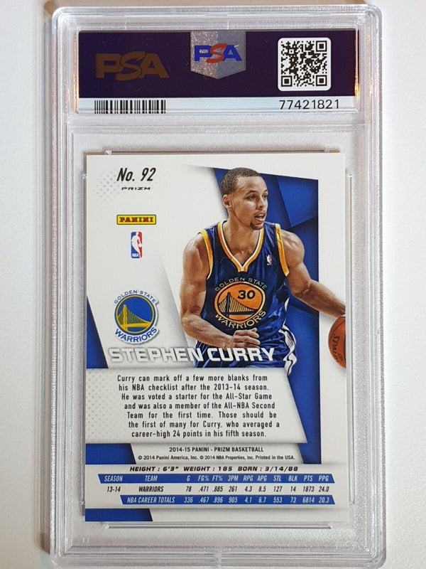 2014 Panini Prizm Stephen Curry #92 YELLOW & RED MOSAIC Prizm - PSA 9 (LOW POP)