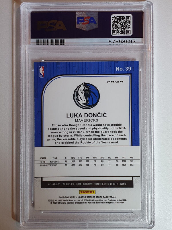 2019 Panini Hoops Premium Stock Luka Doncic #39 PULSAR HOLO Prizm - PSA 9