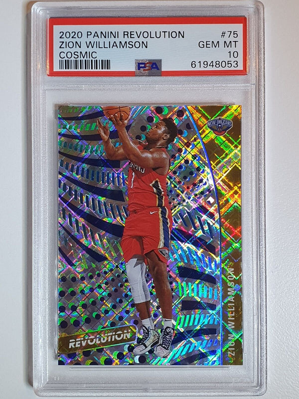 2020 Panini Revolution Zion Williamson #75 COSMIC /100 Holo - PSA 10 (POP 6)