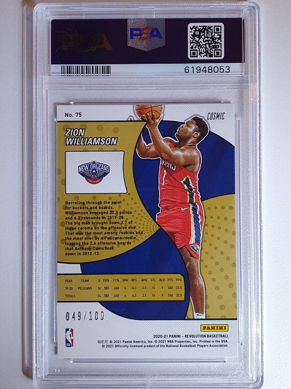 2020 Panini Revolution Zion Williamson #75 COSMIC /100 Holo - PSA 10 (POP 6)