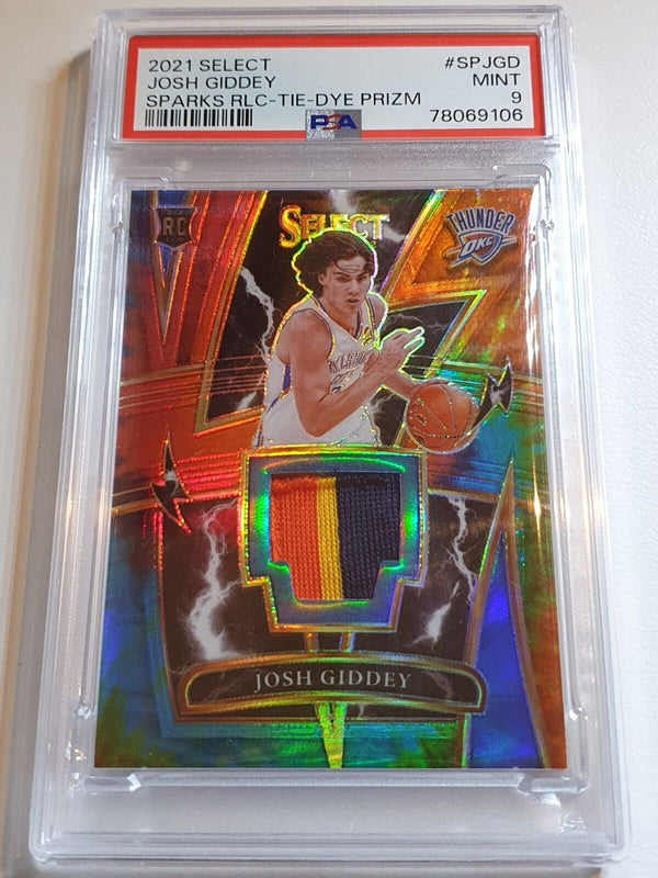 2021 Select Josh Giddey Rookie PATCH TIE DYE /25 Prizm 3 Color RC Jersey - PSA 9