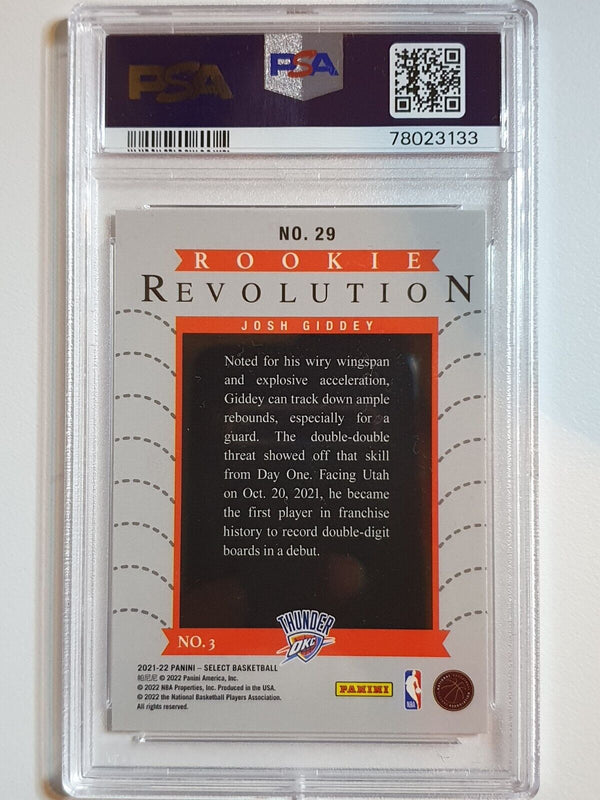 2021 Panini Select Josh Giddey #29 Rookie Revolution RC - PSA 10 (POP 5)