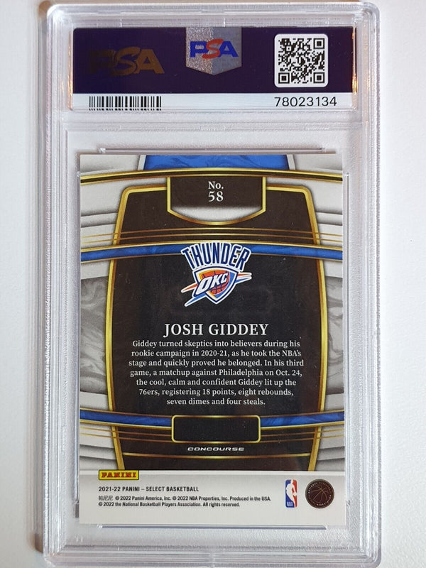 2021 Panini Select Josh Giddey Rookie #58 BLUE Holo RC - PSA 10 (LOW POP)