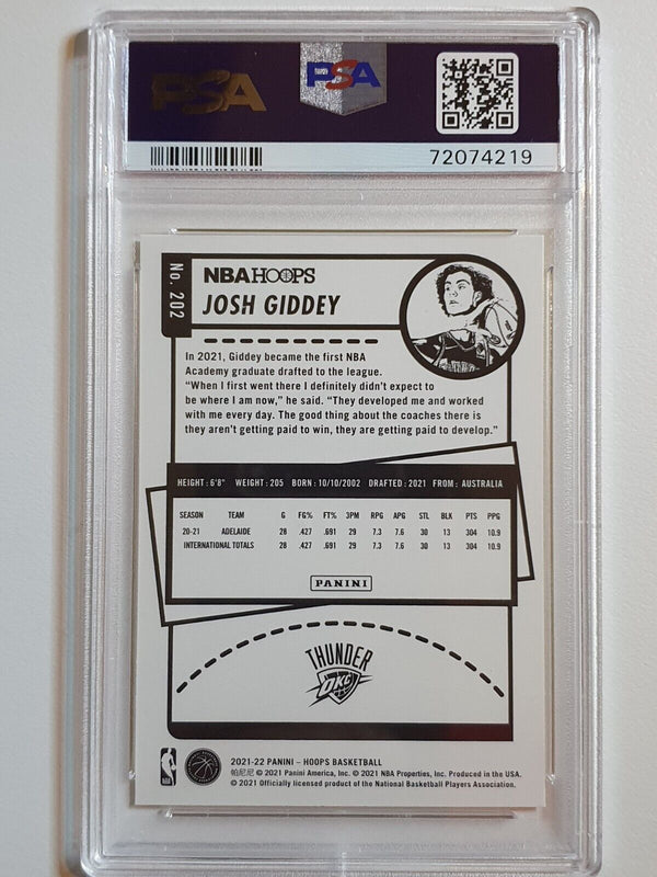 2021 Panini NBA Hoops Josh Giddey Rookie #202 YELLOW Edition RC - PSA 9 (POP 7)