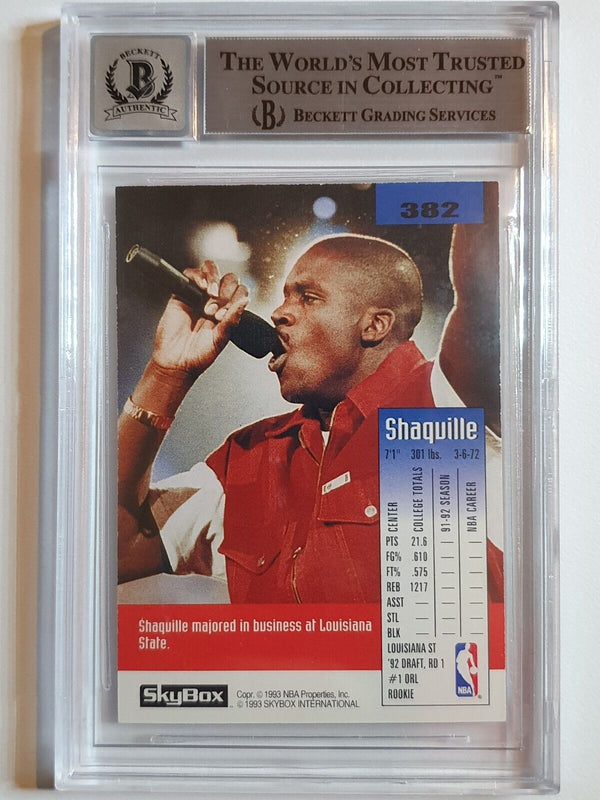 1992 Skybox Shaquille O'Neal Rookie #382 ON CARD Autograph RC - BGS 10