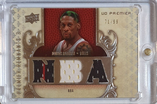 2008 UD Premier Dennis Rodman #PATCH /99 Game Worn Triple Jerseys - Very Rare