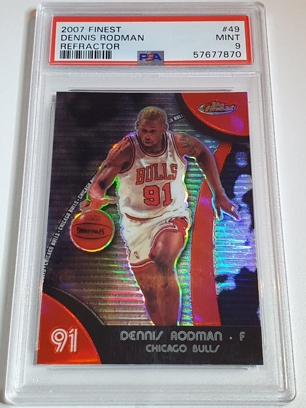 2007 Topps Finest Dennis Rodman #49 REFRACTOR - PSA 9 (POP 5)