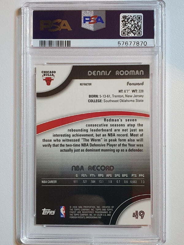 2007 Topps Finest Dennis Rodman #49 REFRACTOR - PSA 9 (POP 5)