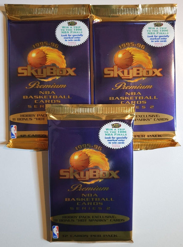 Lot of 3 x Packs of 1995-96 Skybox Premium NBA Basketball Series 2 - Sealed