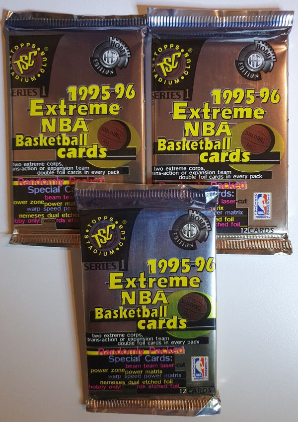 Lot of 3 x Packs of 1995-96 Topps Stadium Club Basketball Series 1 - Sealed