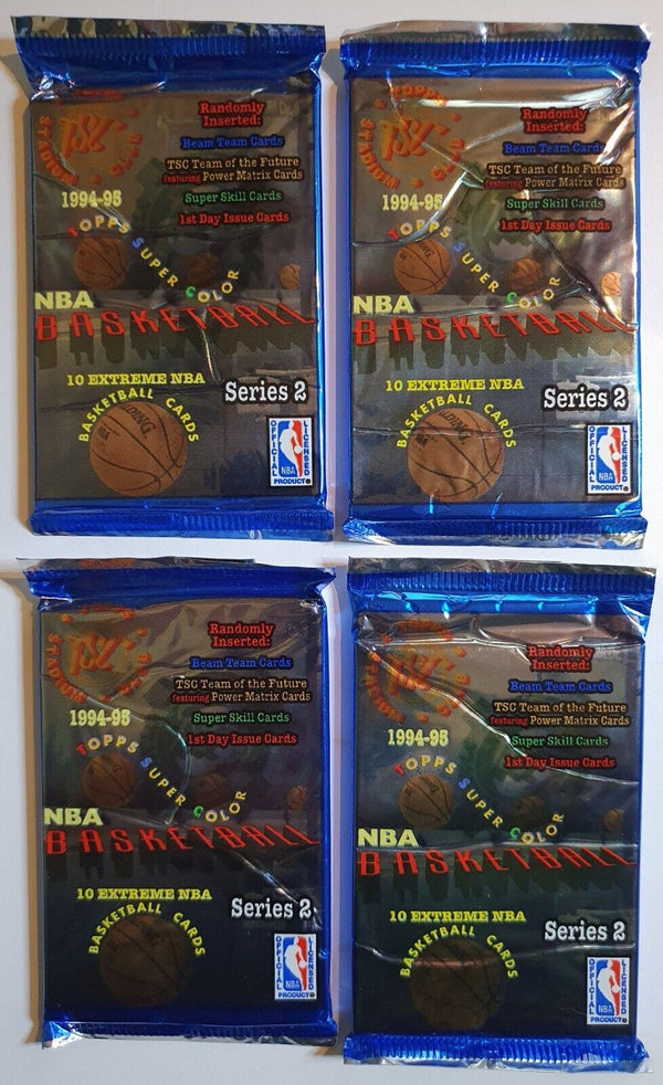 Lot of 4 x Packs of 1994-95 Topps Stadium Club Basketball Series 2 - Sealed