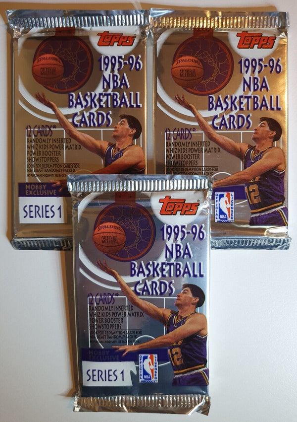 Lot of 3 x Packs of 1995-96 Topps NBA Basketball Series 1 - Sealed Packs