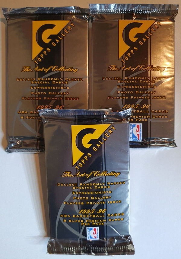 Lot of 3 x Packs of 1995-96 Topps Gallery NBA Basketball Pack - Sealed Packs