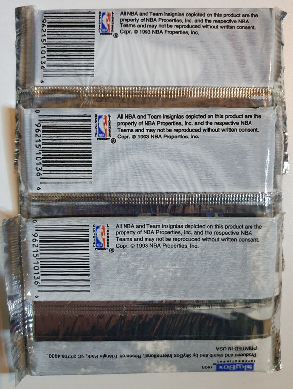 Lot of 3 x Packs of 1992-93 NBA Hoops Series 2 - Factory Sealed Pack