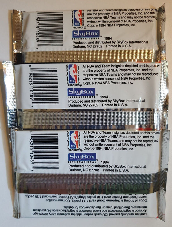 Lot of 3 x Packs of 1993-94 NBA Hoops Series 2 - Factory Sealed Pack