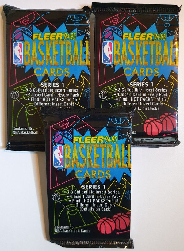 Lot of 3 x Packs of 1994-95 Fleer NBA Basketball Series 1 - Sealed Packs