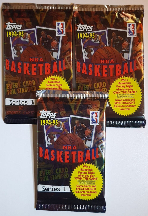 Lot of 3 x Packs of 1994-95 Topps NBA Basketball Series 1 - Sealed Packs