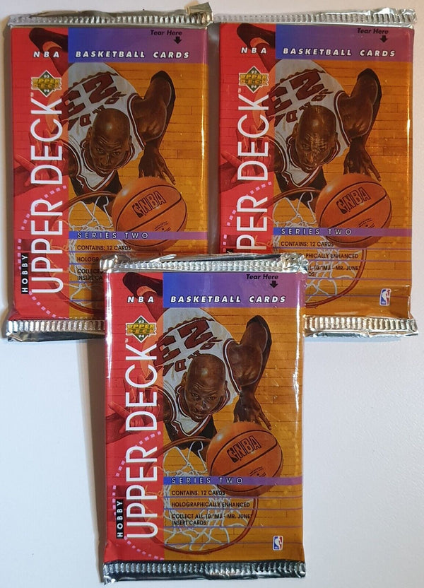 Lot of 3 x Packs of 1993-94 Upper Deck NBA Basketball Hobby Series 2 - Sealed