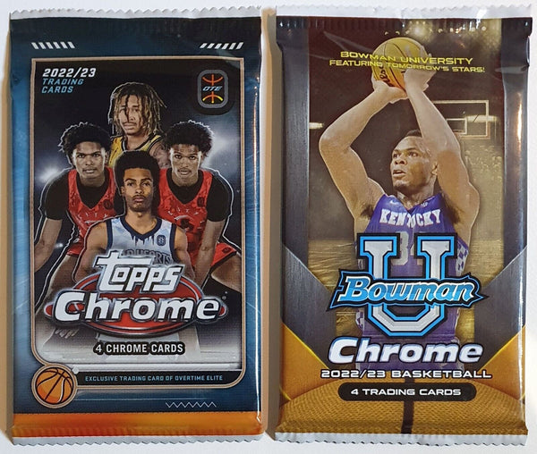 Lot of 2 x Packs of 2022 Topps Chrome & Bowman University - Look for Wembanyama