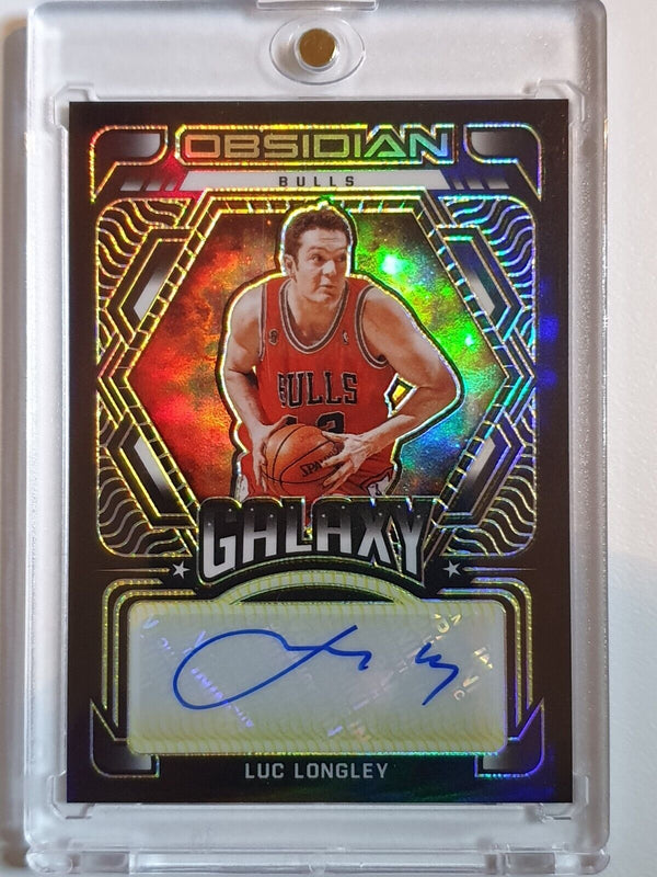 2021 Panini Obsidian Luc Longley AUTO YELLOW /10 Holo Galaxy Autographs - Rare