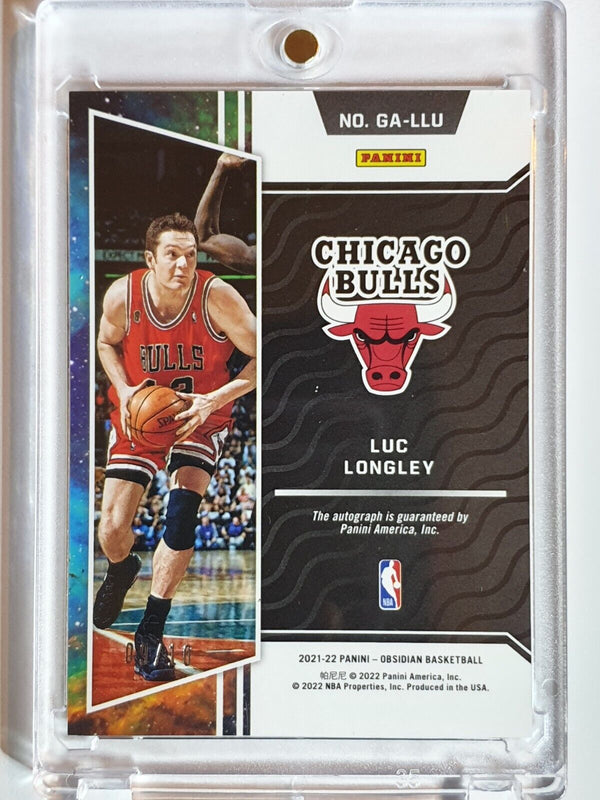 2021 Panini Obsidian Luc Longley AUTO YELLOW /10 Holo Galaxy Autographs - Rare