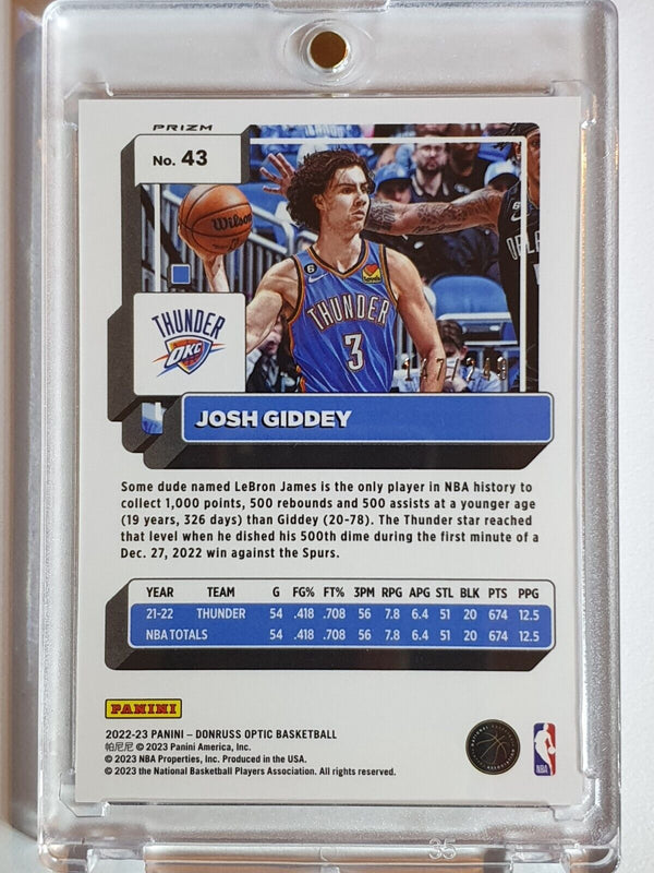 2022 Donruss Optic Josh Giddey#43 PREMIUM SCOPE /249 Holo - Ready to Grade