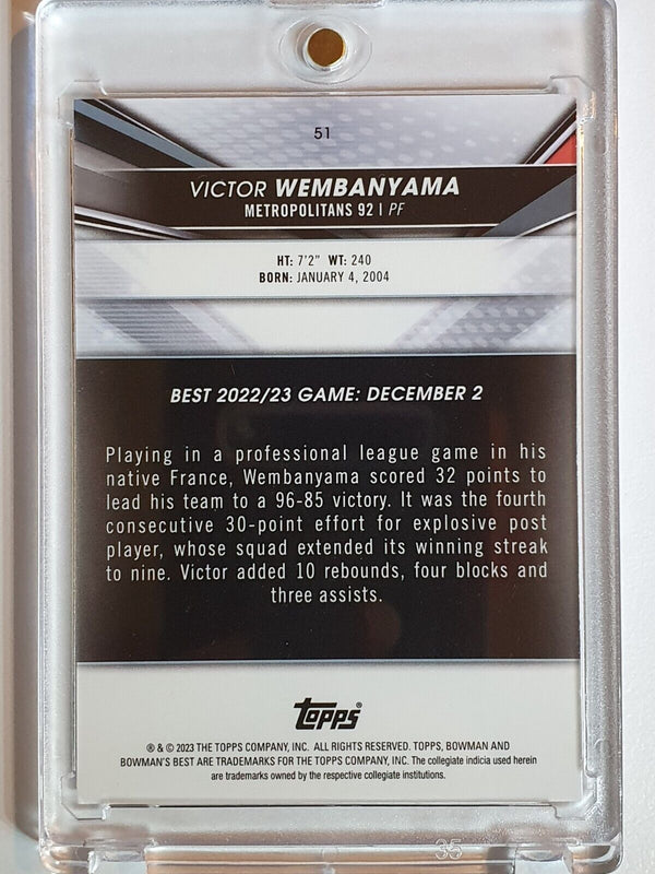 2023 Bowman University Victor Wembanyama Rookie #51 RC - Ready to Grade