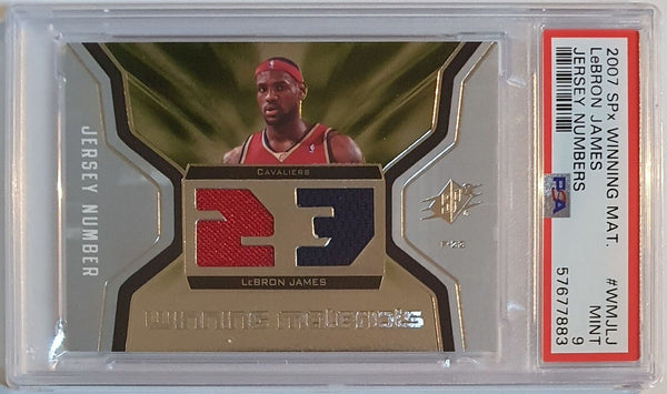 2007 SPx LeBron James #PATCH Winning Materials Dual Jerseys - PSA 9 (POP 5)