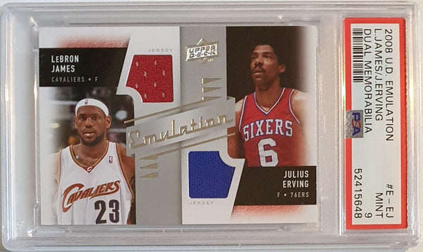 2008 Upper Deck LeBron James Julius Erving #PATCH Game Worn Dual Jersey -PSA 9