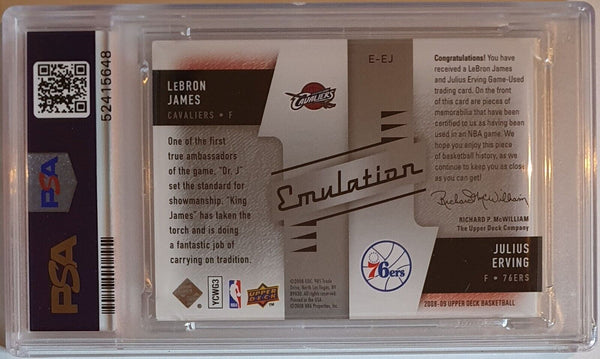 2008 Upper Deck LeBron James Julius Erving #PATCH Game Worn Dual Jersey -PSA 9