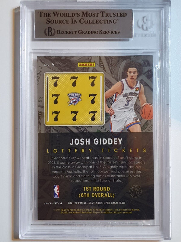 2021 Contenders Optic Josh Giddey Rookie #6 RED CRACKED ICE Holo - BGS 9 (POP 2)