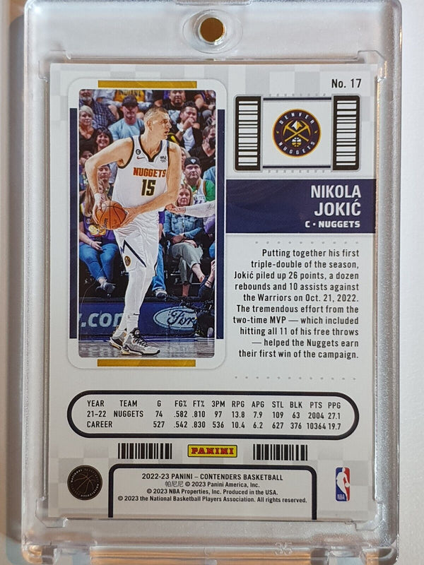 2022 Panini Contenders Nikola Jokic #17 BLUE /49 Holo - Ready to Grade