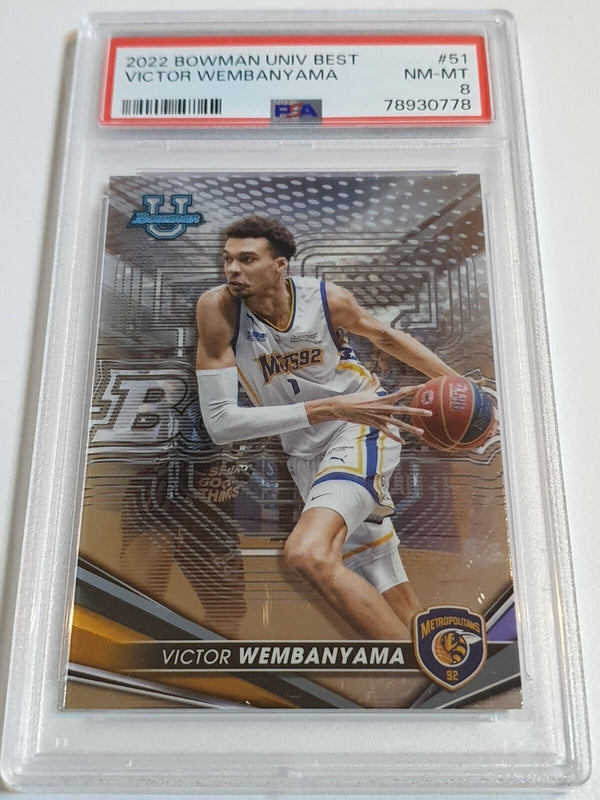 2023 Bowman University Victor Wembanyama Rookie #51 RC - PSA 8 (LOW POP)