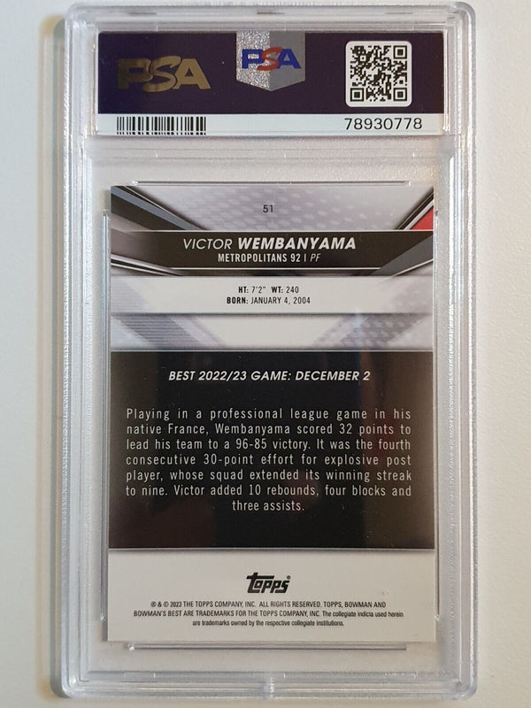 2023 Bowman University Victor Wembanyama Rookie #51 RC - PSA 8 (LOW POP)